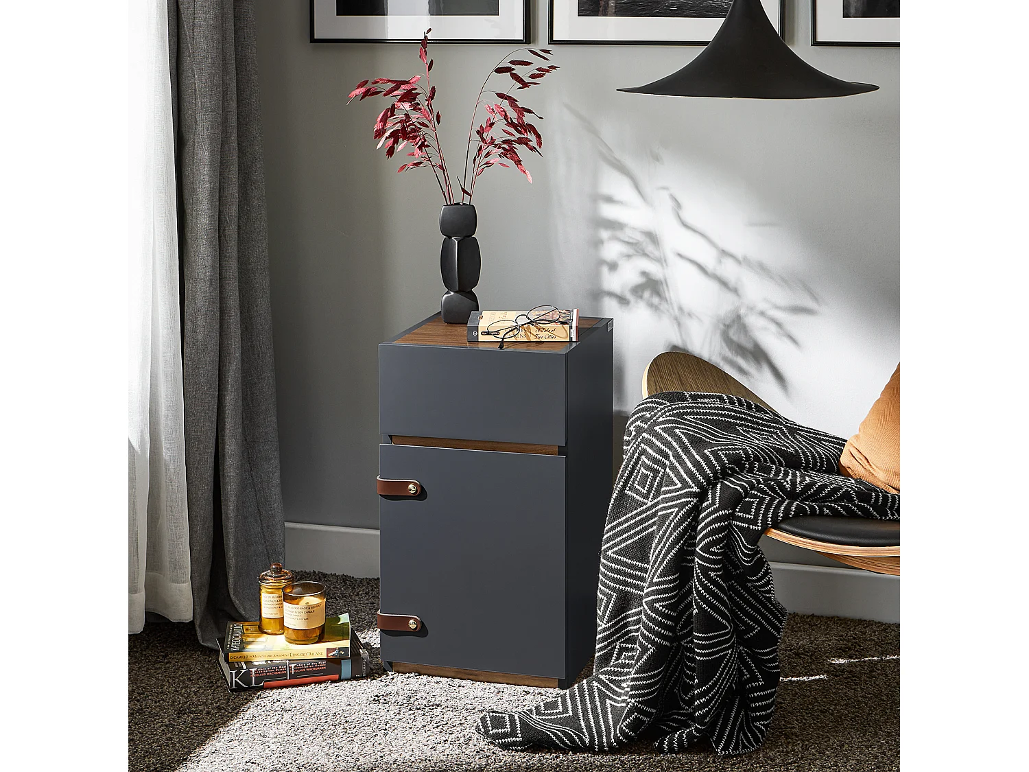 SoBuy FBT146-DG Nachtkastje, bankpunt, nachtkastje, bijzettafel, salontafel met 1 lade en 1 deur voor woonkamer, slaapkamer