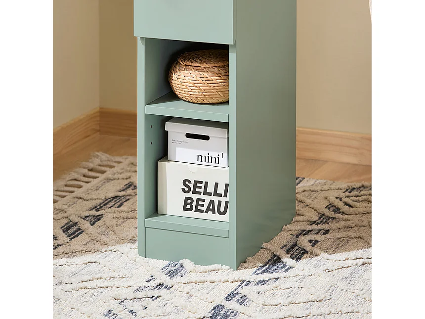 SoBuy FBT111-GR - Table de chevet moderne avec tiroir et 2 étagères L35cm x L20.2cm x H60cm