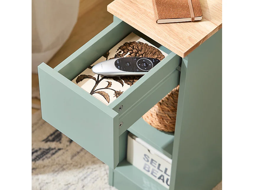 SoBuy FBT111-GR - Table de chevet moderne avec tiroir et 2 étagères L35cm x L20.2cm x H60cm