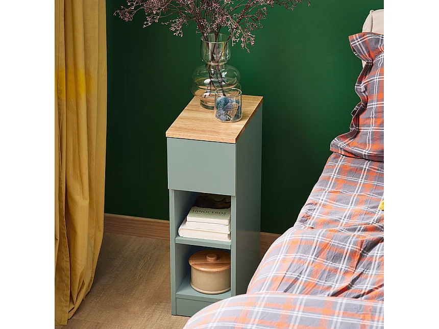 SoBuy FBT111-GR - Table de chevet moderne avec tiroir et 2 étagères L35cm x L20.2cm x H60cm
