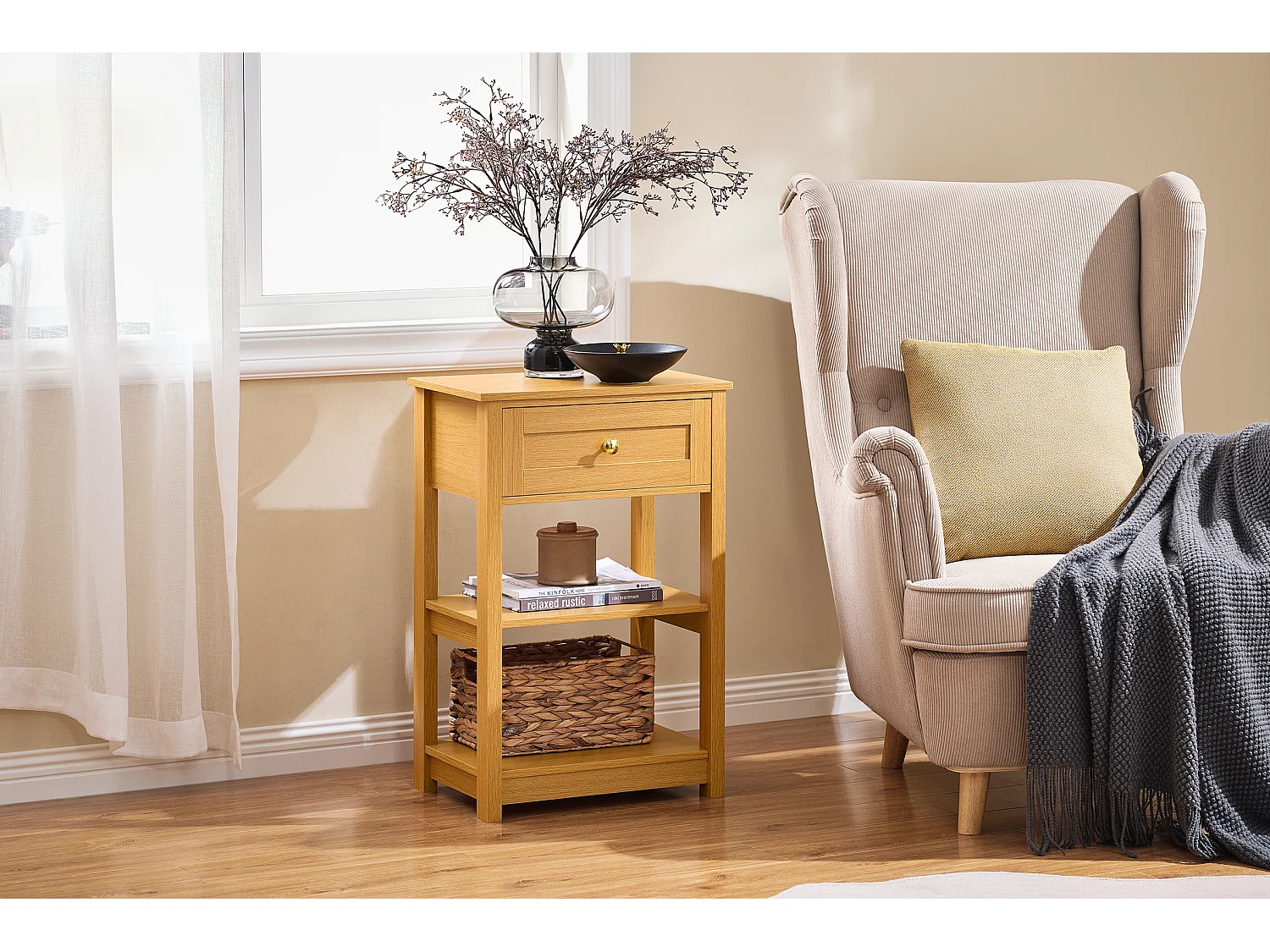 SoBuy FBT46-N - Table de chevet moderne avec tiroir L45cm x L30cm x H68cm