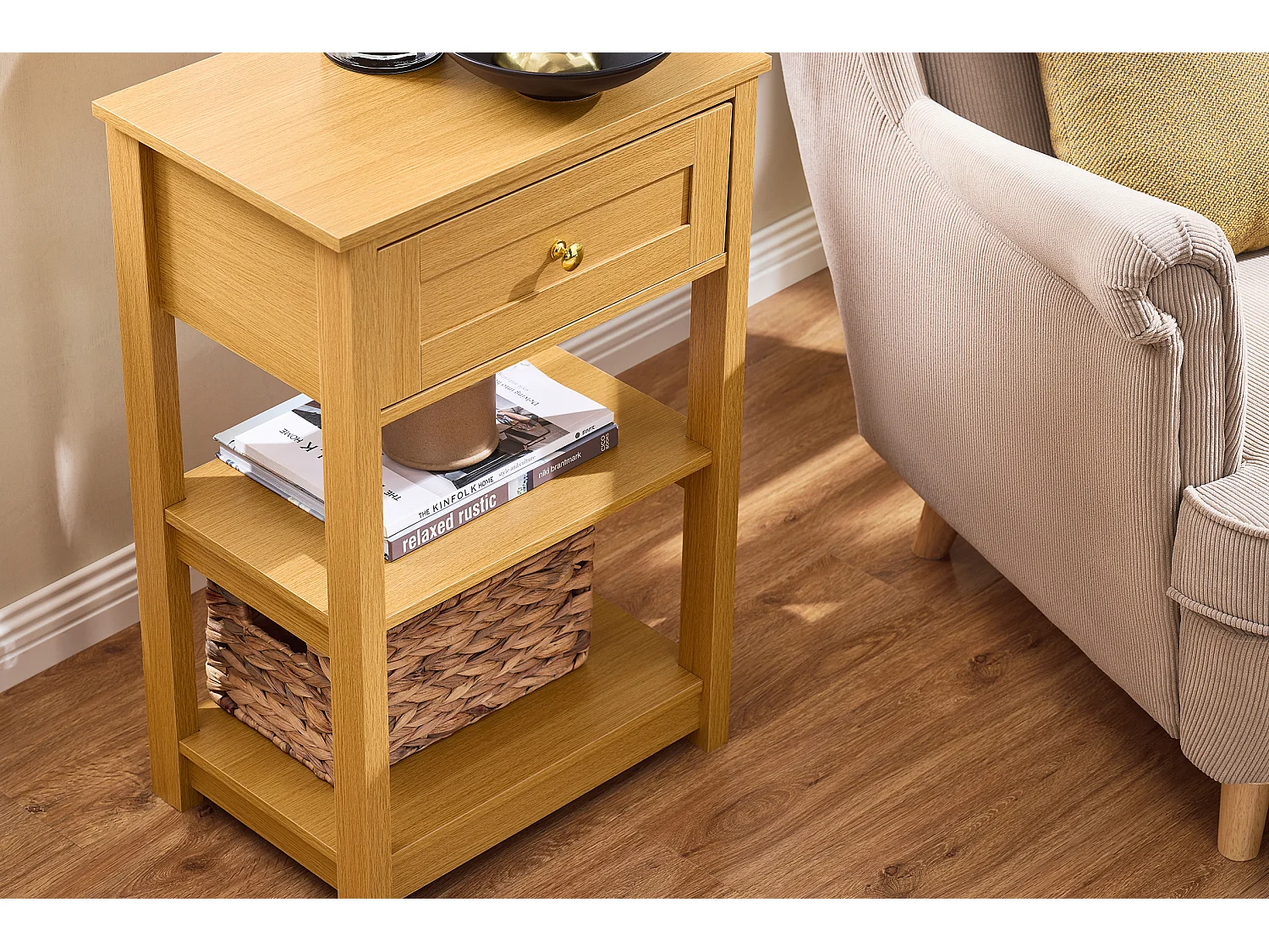 SoBuy FBT46-N - Table de chevet moderne avec tiroir L45cm x L30cm x H68cm