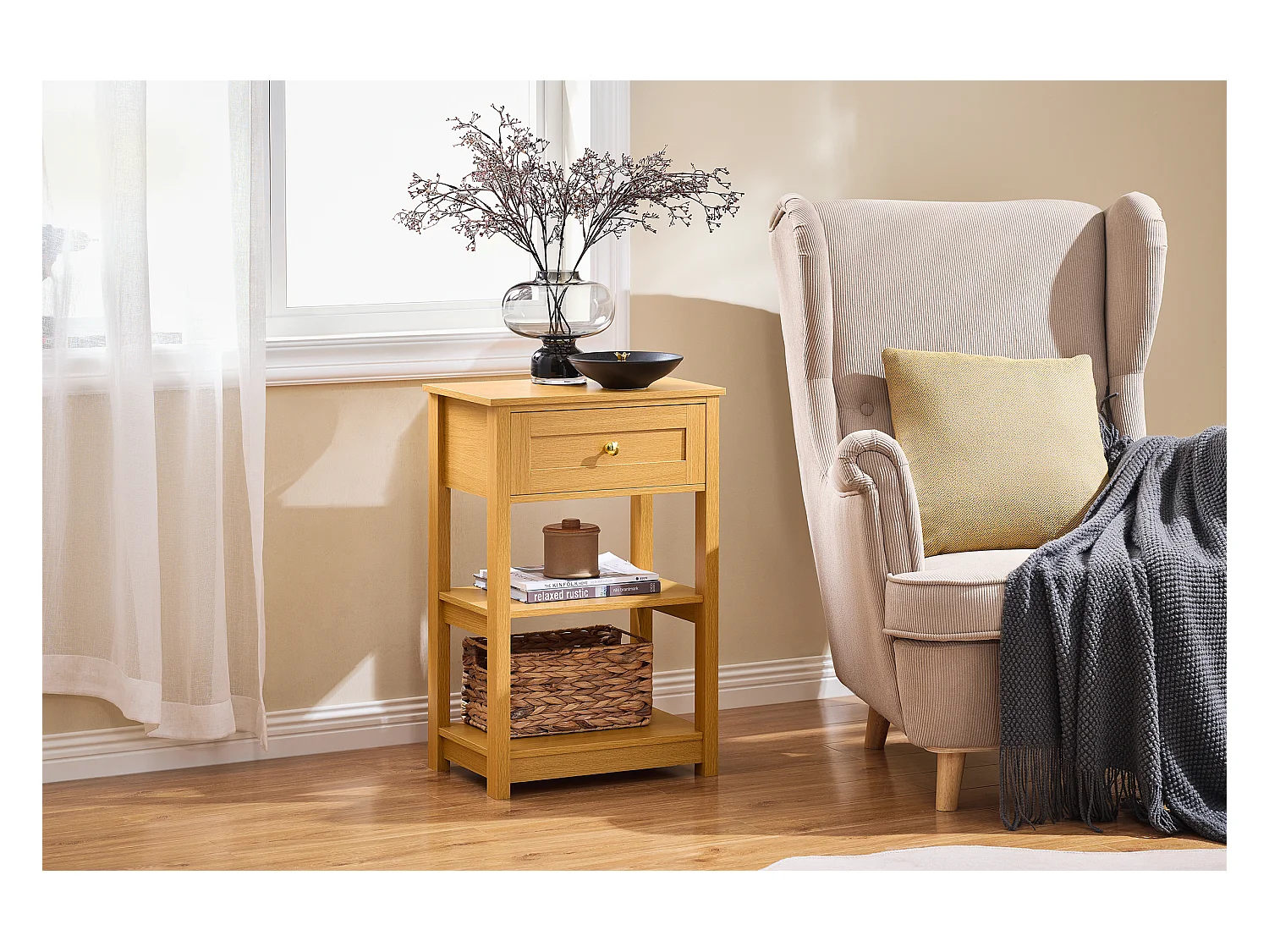SoBuy FBT46-N - Moderner Nachttisch mit Schublade L45cm x B30cm x H68cm
