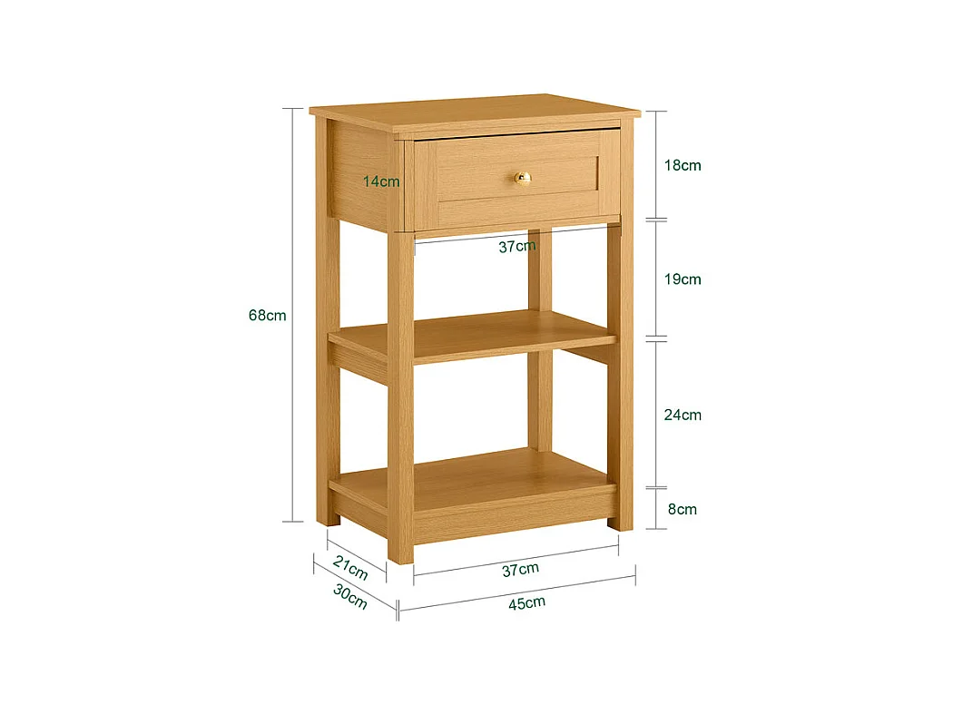 SoBuy FBT46-N - Moderner Nachttisch mit Schublade L45cm x B30cm x H68cm