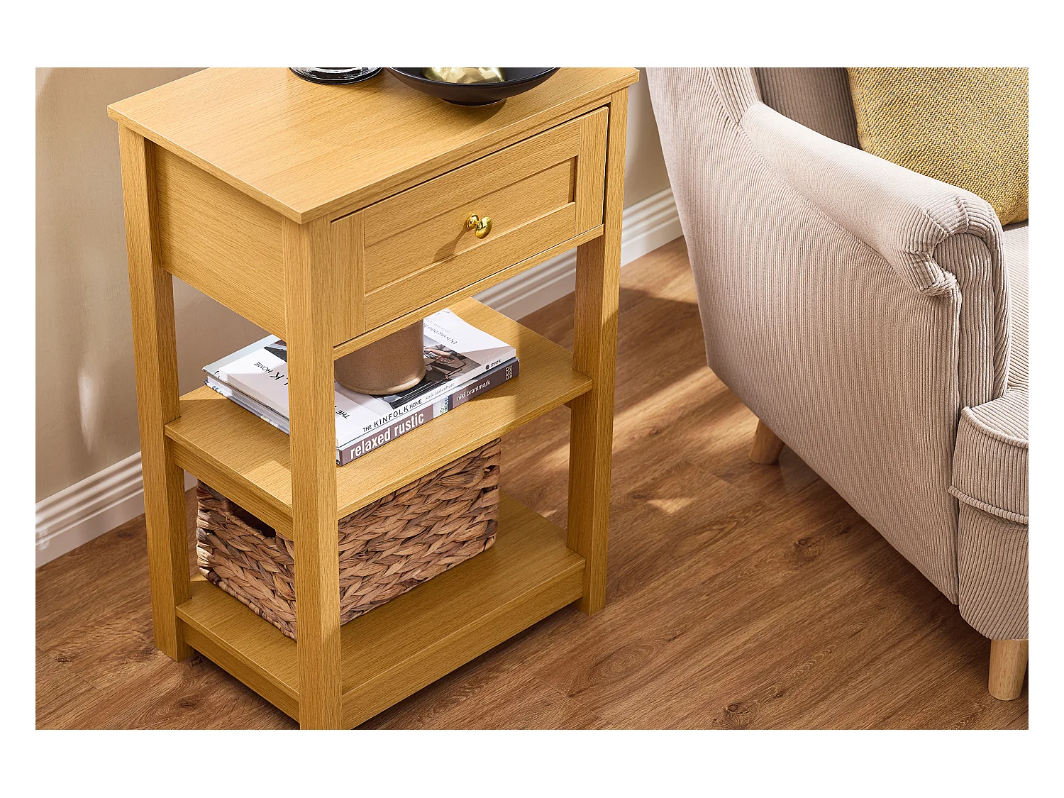 SoBuy FBT46-N - Moderner Nachttisch mit Schublade L45cm x B30cm x H68cm