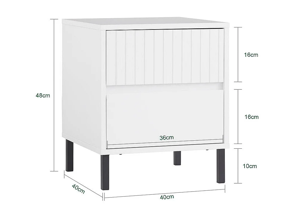 SoBuy Comodino letto con 2 cassetti Tavolino da divano Tavolino da salotto bianco 40x40x48 cm FBT157-W