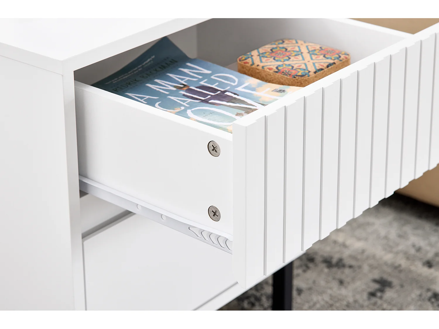 SoBuy Comodino letto con 2 cassetti Tavolino da divano Tavolino da salotto bianco 40x40x48 cm FBT157-W