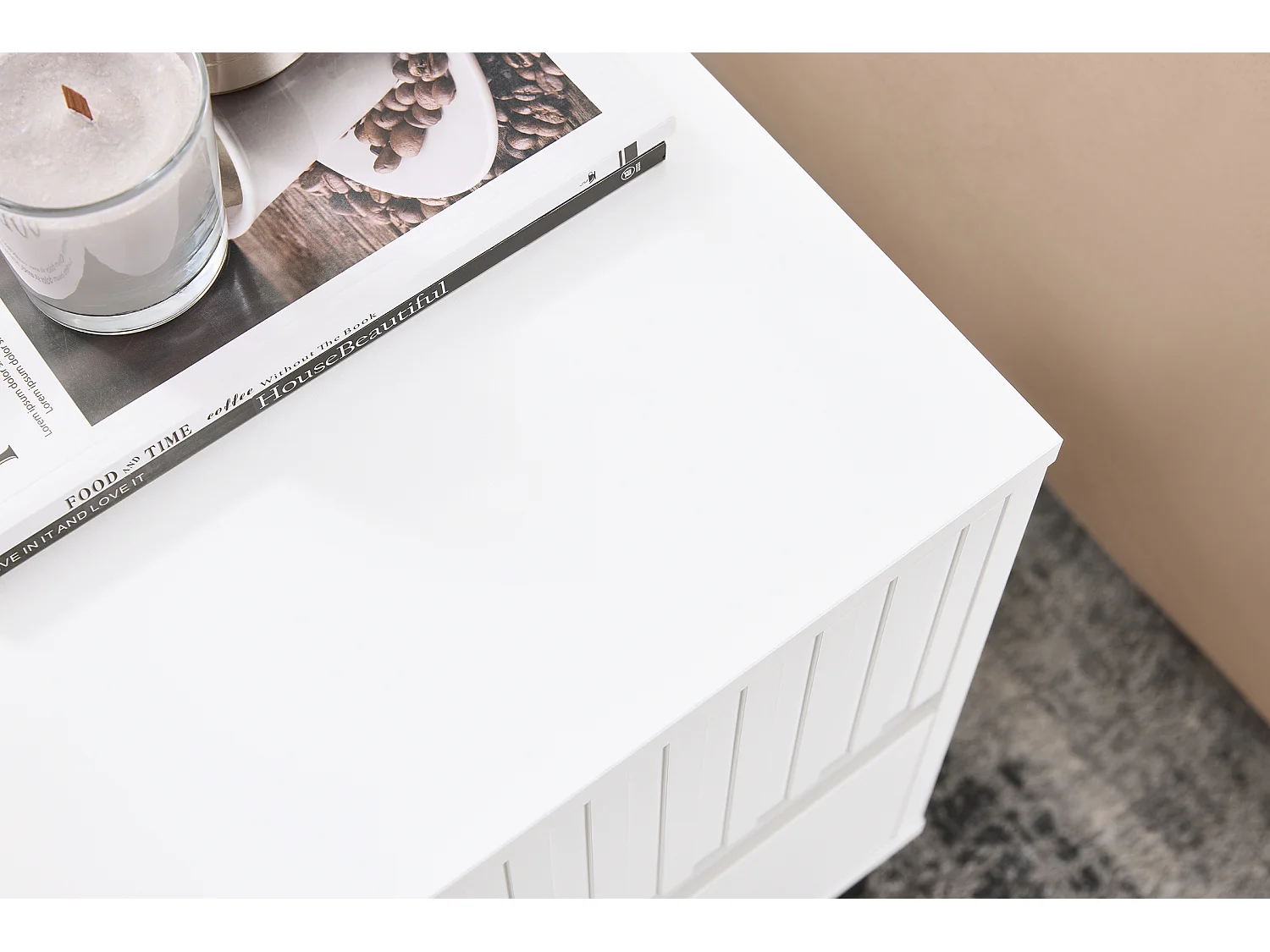 SoBuy Comodino letto con 2 cassetti Tavolino da divano Tavolino da salotto bianco 40x40x48 cm FBT157-W