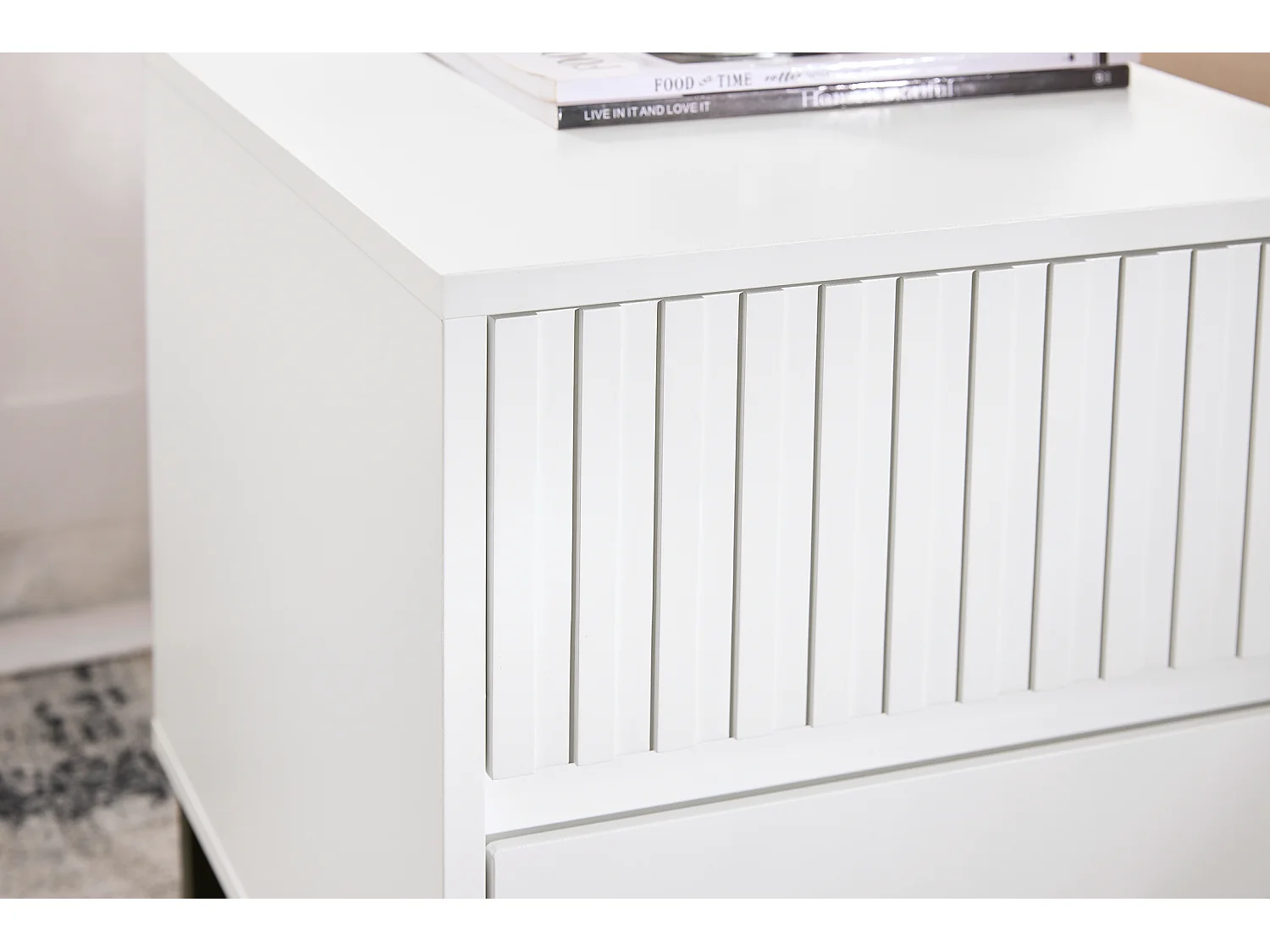 SoBuy FBT157-W - Modern nachtkastje met 2 laden wit B40cm x B40cm x H48cm