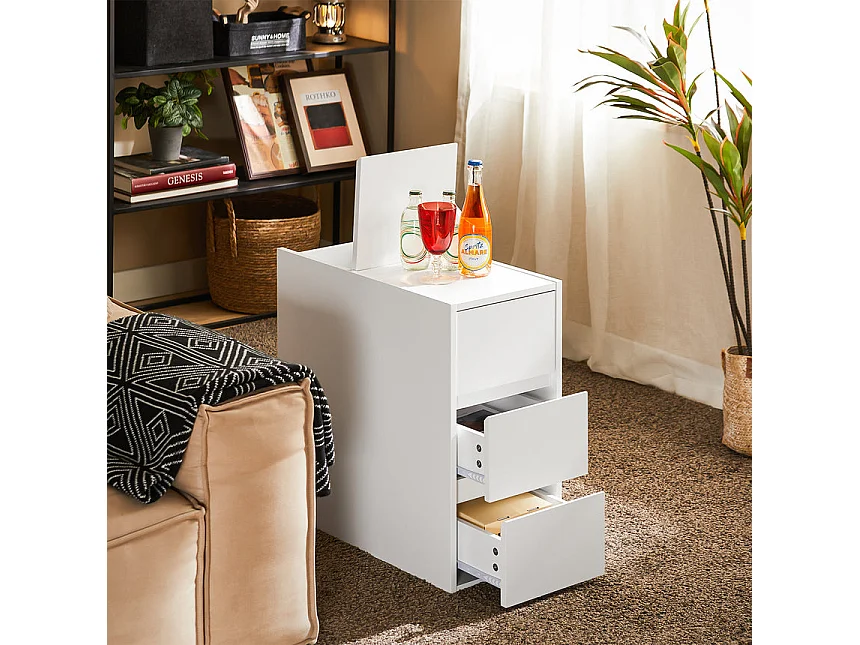 SoBuy FBT144-W Bijzettafel banktafel nachtkastje boxspringbed smal telefoontafel nachtkastje archiefkast wit BHT ca. 30x60x60cm