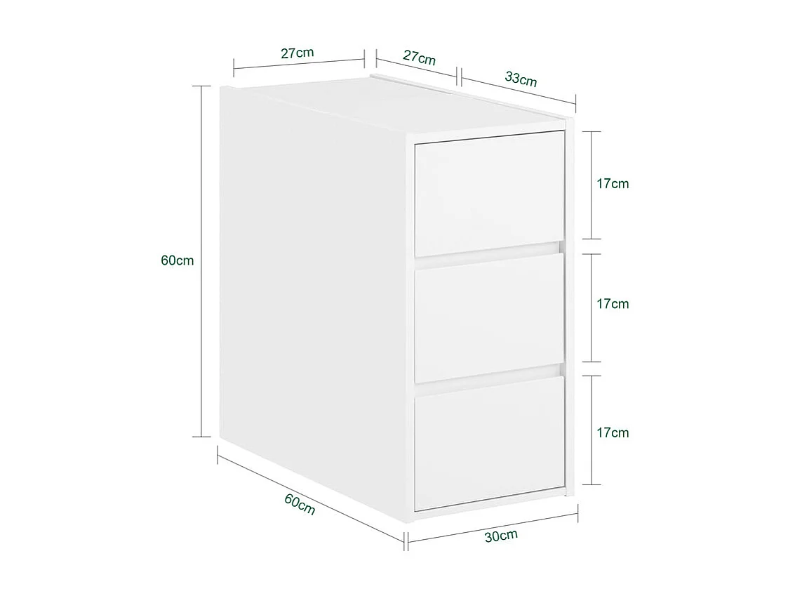 SoBuy FBT144-W Bijzettafel banktafel nachtkastje boxspringbed smal telefoontafel nachtkastje archiefkast wit BHT ca. 30x60x60cm