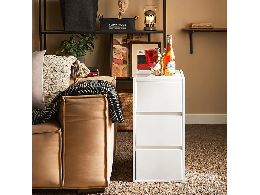 SoBuy FBT144-W Bijzettafel banktafel nachtkastje boxspringbed smal telefoontafel nachtkastje archiefkast wit BHT ca. 30x60x60cm