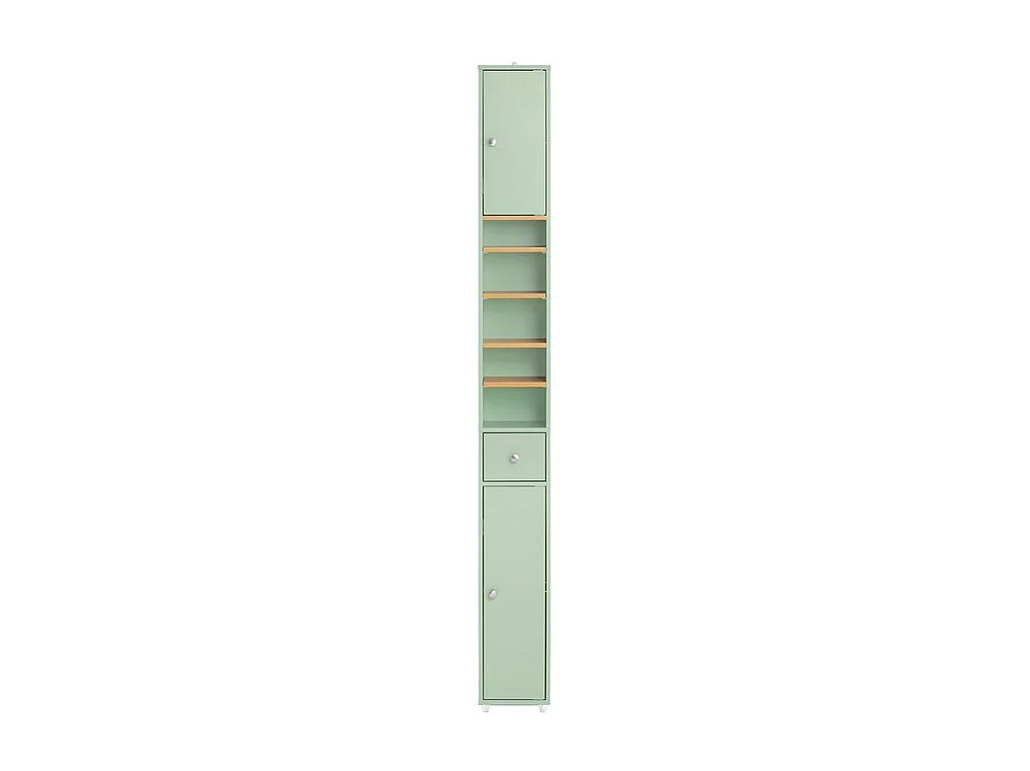 Preventa-SoBuy BZR34-GR Mueble Columna de Baño con 5 Estantes 2 Puertas y 1 Cajón Verde