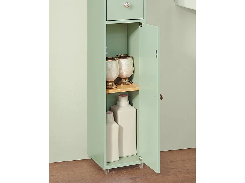 Preventa-SoBuy BZR34-GR Mueble Columna de Baño con 5 Estantes 2 Puertas y 1 Cajón Verde
