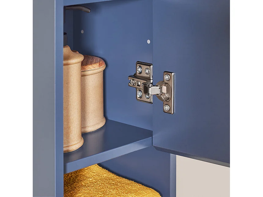 SoBuy Meuble Colonne Salle de Bain, Armoire Étroite 1 Tiroir, 2 Portes, 5 Compartiments, Étagères Réglables, Bleu BZR34-B