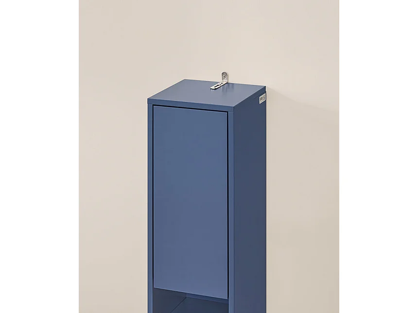 SoBuy Meuble Colonne Salle de Bain, Armoire Étroite 1 Tiroir, 2 Portes, 5 Compartiments, Étagères Réglables, Bleu BZR34-B