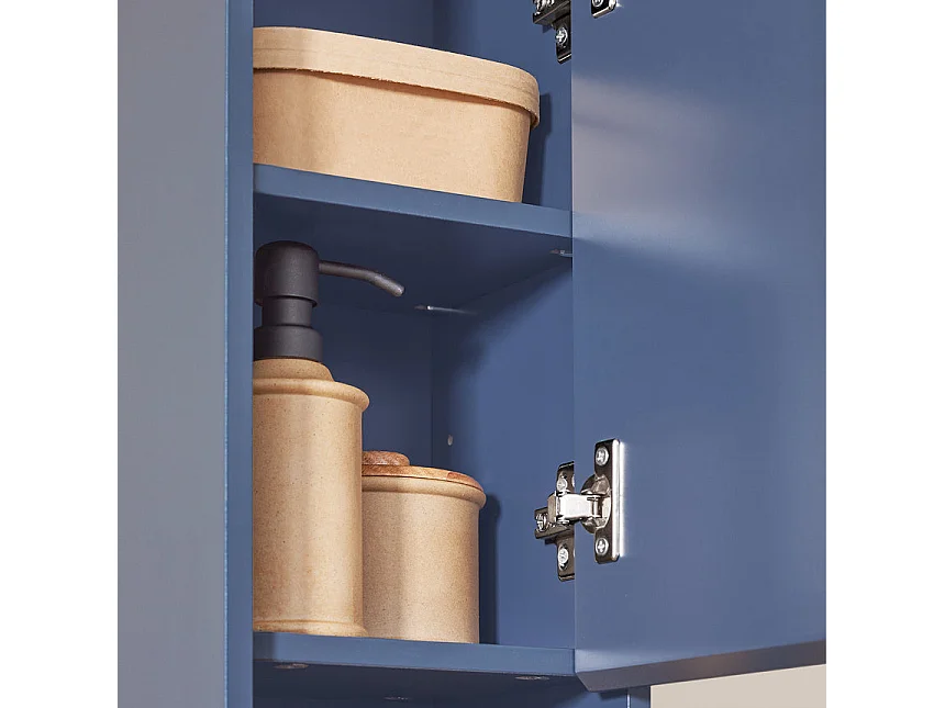 SoBuy Meuble Colonne Salle de Bain, Armoire Étroite 1 Tiroir, 2 Portes, 5 Compartiments, Étagères Réglables, Bleu BZR34-B