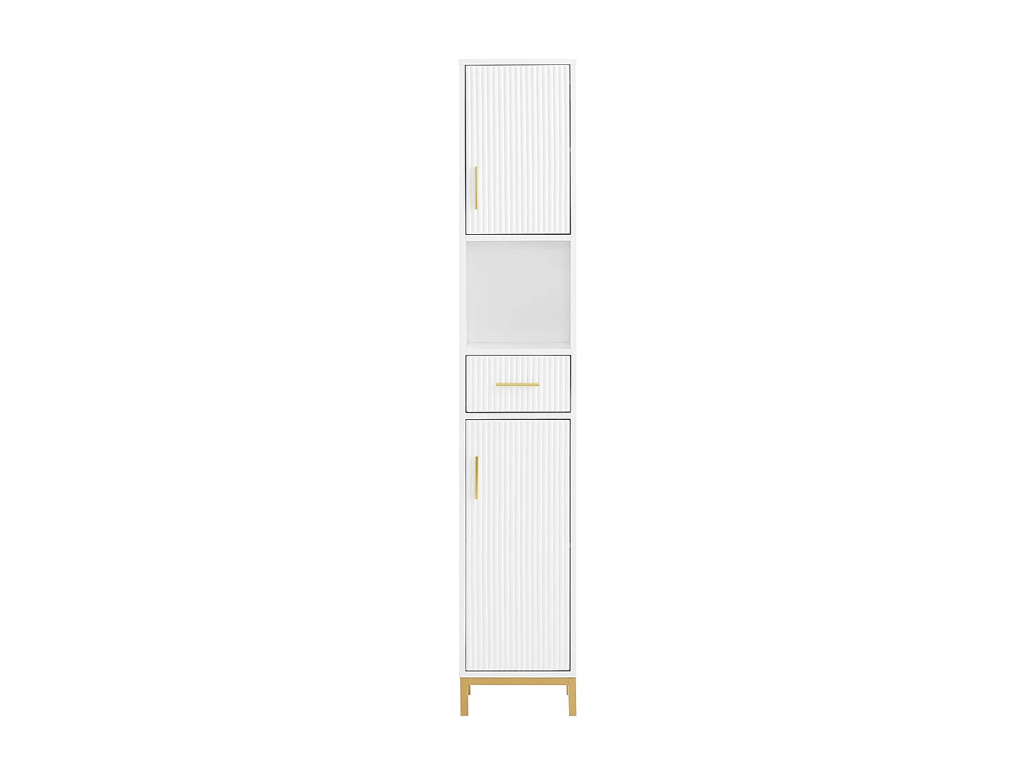 SoBuy BZR181-W Meuble Colonne Salle de Bain, Armoire de Rangement Placard de Rangement Étroite, 1 Compartiment Ouvert, 1 Tiroir et 2 Portes, Blanc