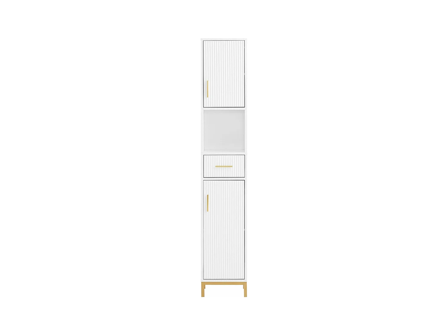 SoBuy BZR181-W Meuble Colonne Salle de Bain, Armoire de Rangement Placard de Rangement Étroite, 1 Compartiment Ouvert, 1 Tiroir et 2 Portes, Blanc