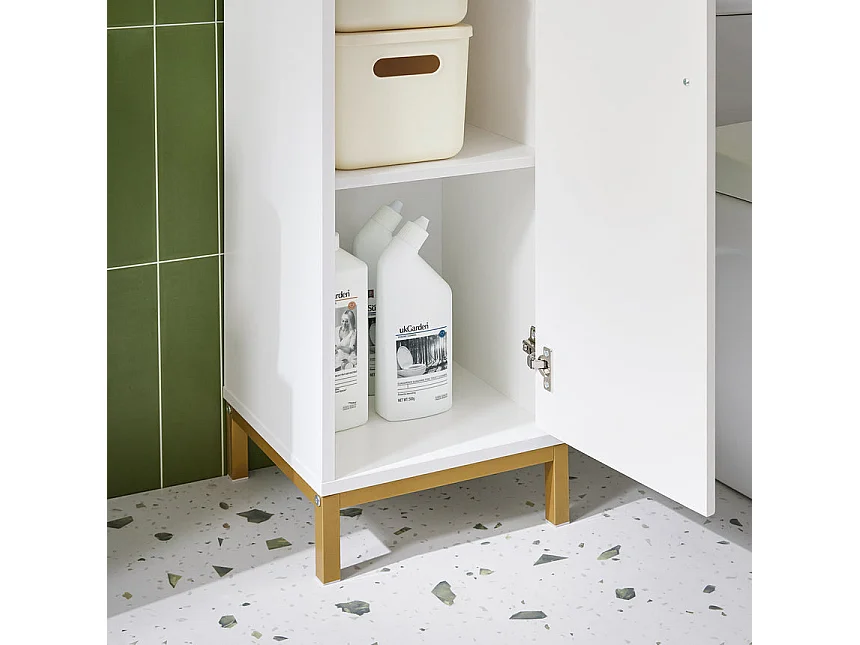 SoBuy BZR181-W Armario Alto de Baño Estrecho Blanco 30x30x170 cm