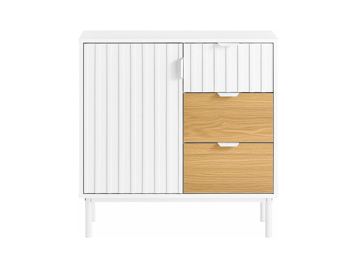 SoBuy FSB91-WN Meuble Chaussures, Commode, Buffet Multifonctionnel pour Entrée, Meuble de Rangement avec 3 Tiroirs et 1 Porte