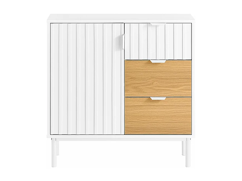 SoBuy FSB91-WN Meuble Chaussures, Commode, Buffet Multifonctionnel pour Entrée, Meuble de Rangement avec 3 Tiroirs et 1 Porte