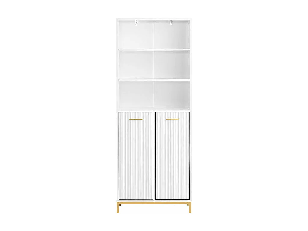 SoBuy Armoire de Salle de Bain Haute avec Sac à Linge, 2 Portes, 2 Paniers Amovibles, 3 Compartiments Ouverts, 65x32x170 cm, Blanc BZR182-W