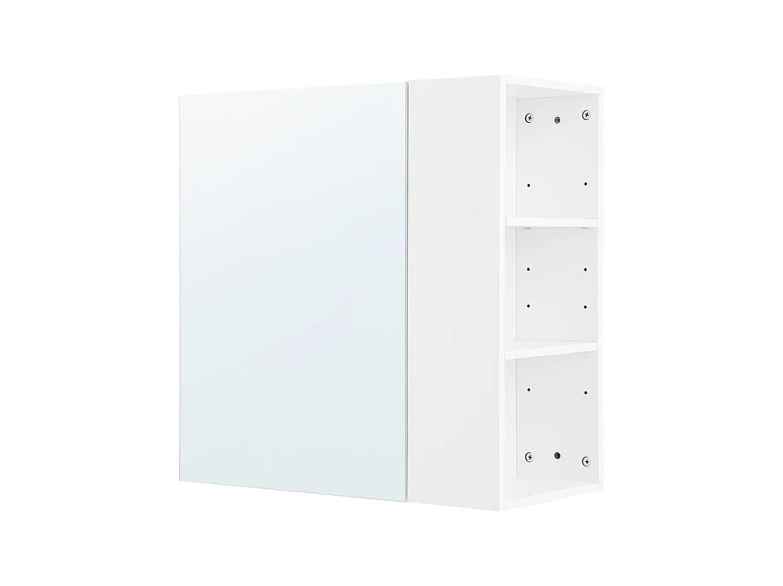 SoBuy BZR184-W - Meuble de salle de bain avec miroir et étagères réglables L57.0cm x L30.0cm x H6...