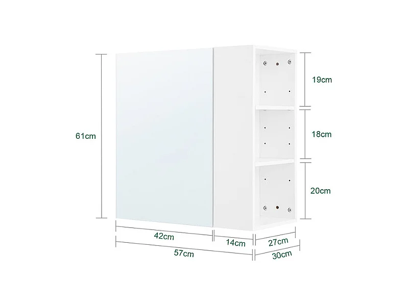 SoBuy BZR184-W - Meuble de salle de bain avec miroir et étagères réglables L57.0cm x L30.0cm x H6...
