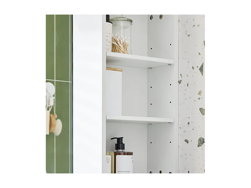 SoBuy BZR184-W - Meuble de salle de bain avec miroir et étagères réglables L57.0cm x L30.0cm x H6...