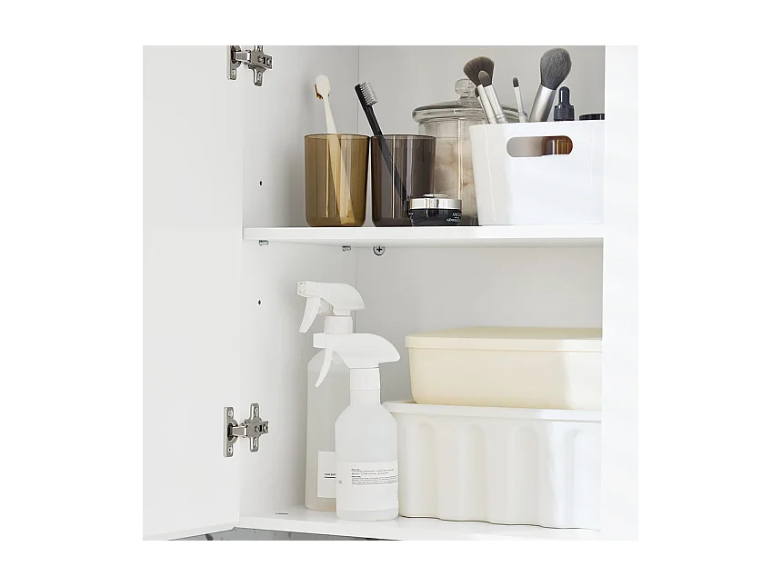 SoBuy BZR184-W - Meuble de salle de bain avec miroir et étagères réglables L57.0cm x L30.0cm x H6...