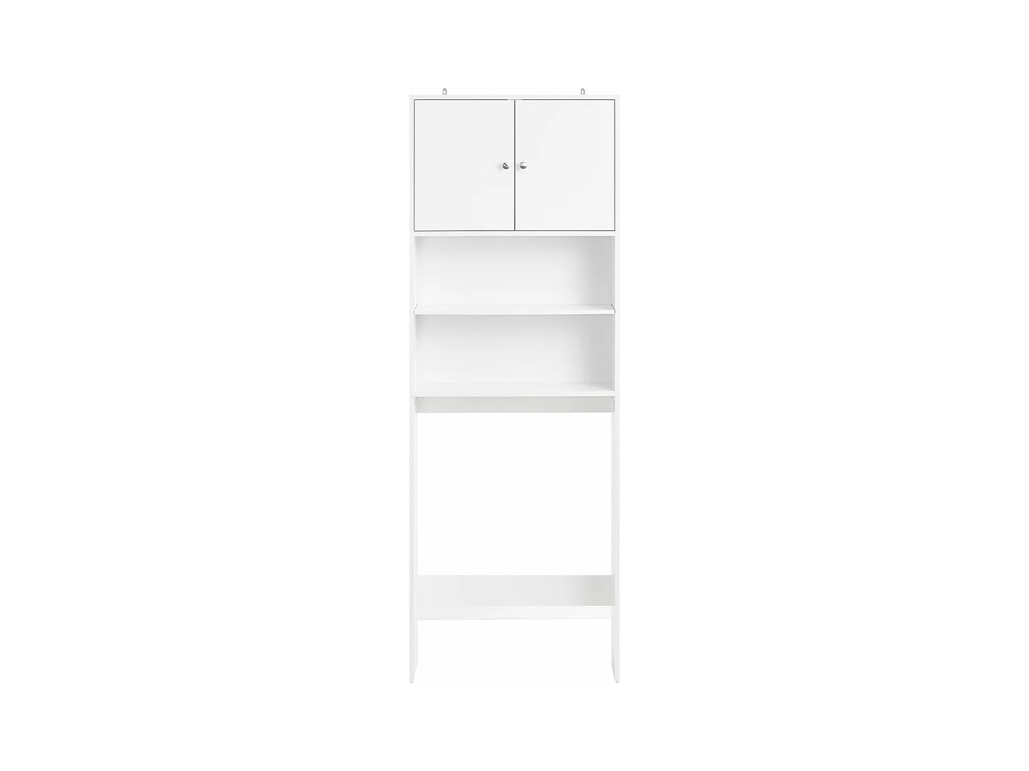 SoBuy BZR165-W Meuble WC Meuble WC au-Dessus de Toilettes avec Dispositif Anti-Basculement, 2 Portes et 2 Étagères Ouvertes