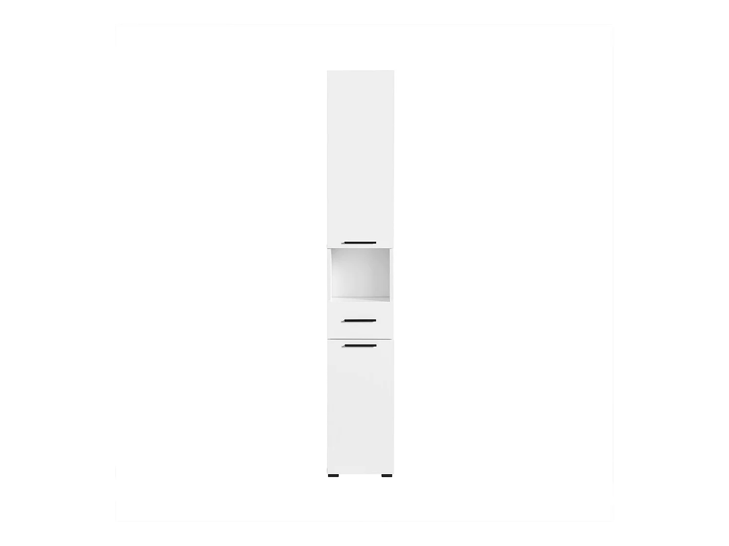 SoBuy Meuble Colonne Salle de Bain, Armoire Étroite 1 Compartiment Ouvert, 1 Tiroir, 2 Portes, 2 Étagères Réglables, 30x31x182 cm, Blanc BZR166-W