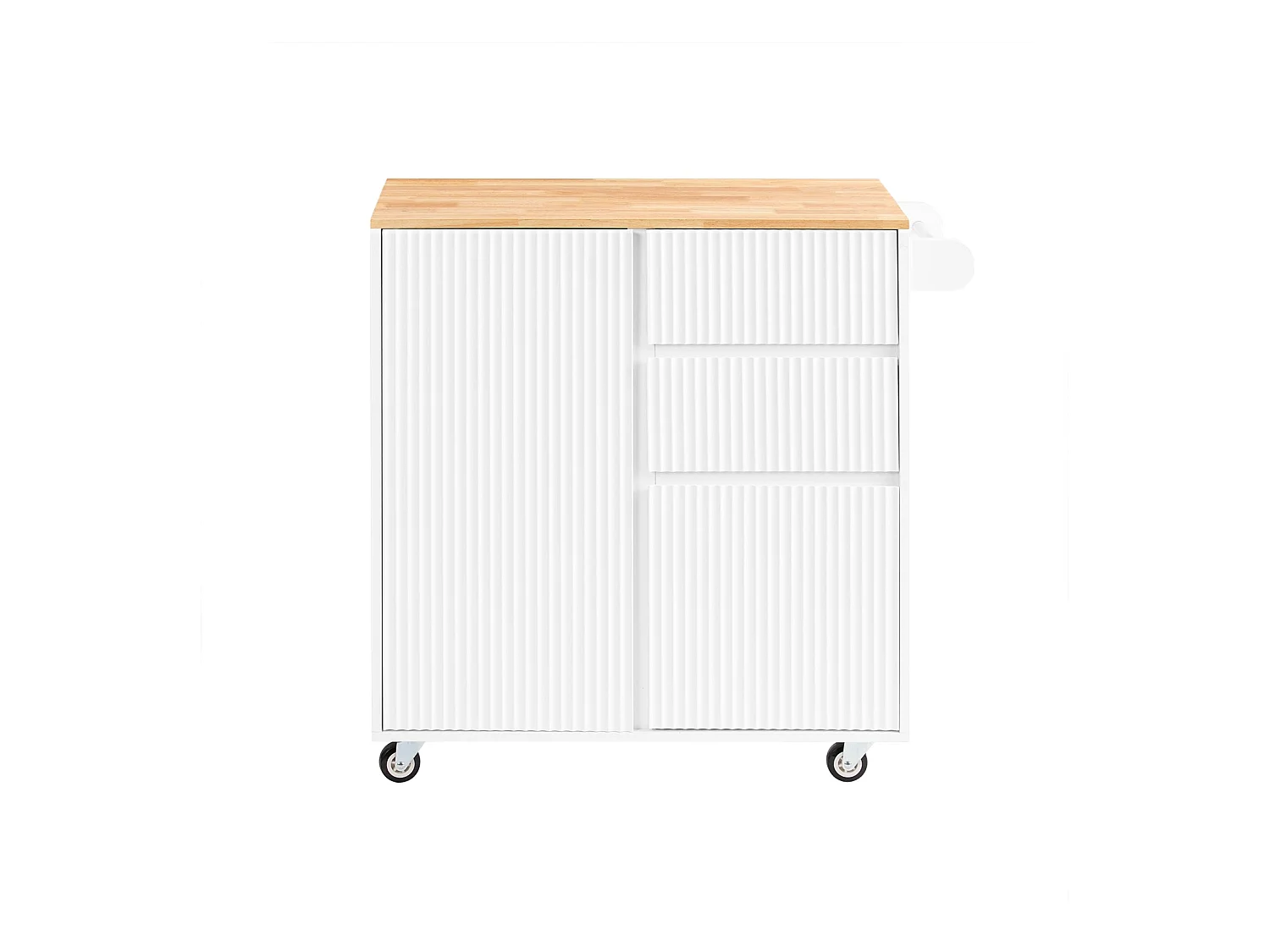 SoBuy Desserte de Cuisine à roulettes îlot Chariot de Service Buffet Armoire avec 2 Tiroirs, 2 Portes, Porte-torchon, 90x40x90 cm FKW124-WN