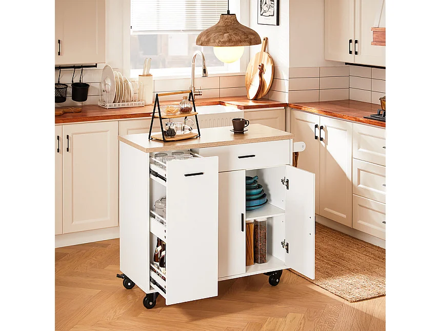 SoBuy armário de cozinha, carrinho de cozinha, carrinho de cozinha com rodas FKW126-WN