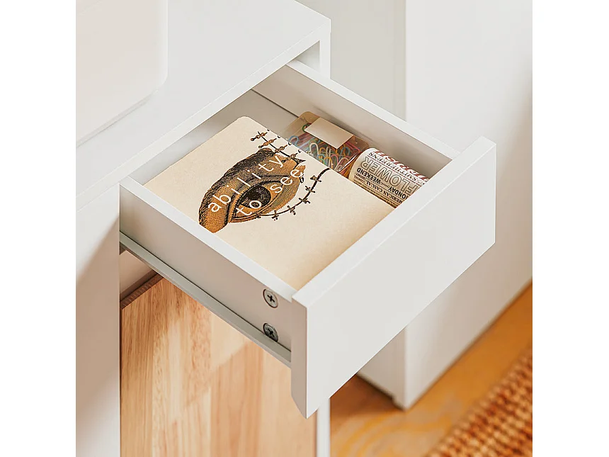 SoBuy Caisson de Bureau à roulettes, Support Imprimante Roulant, Meuble de Rangement avec Tiroirs, Blanc, 65x58x35cm ASK04-WN