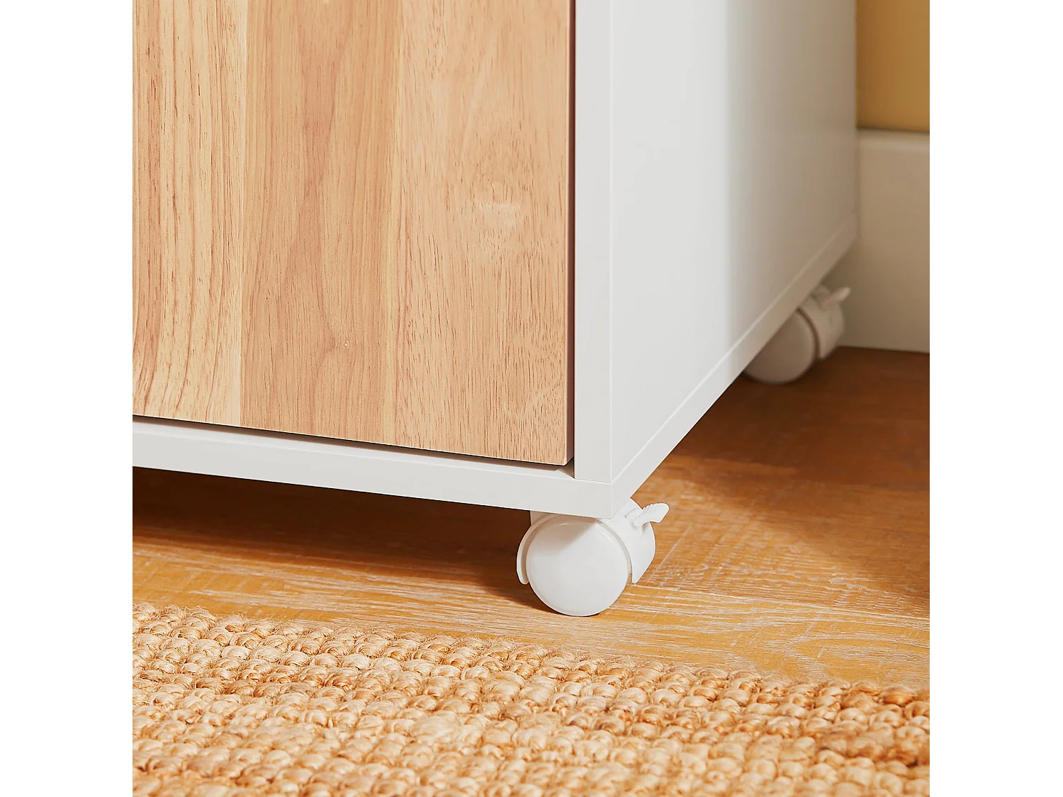 SoBuy Caisson de Bureau à roulettes, Support Imprimante Roulant, Meuble de Rangement avec Tiroirs, Blanc, 65x58x35cm ASK04-WN