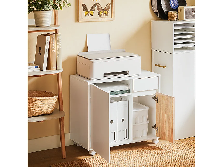 SoBuy ASK04-WN Mueble de Oficina con Ruedas 65 x 58 x 35 cm