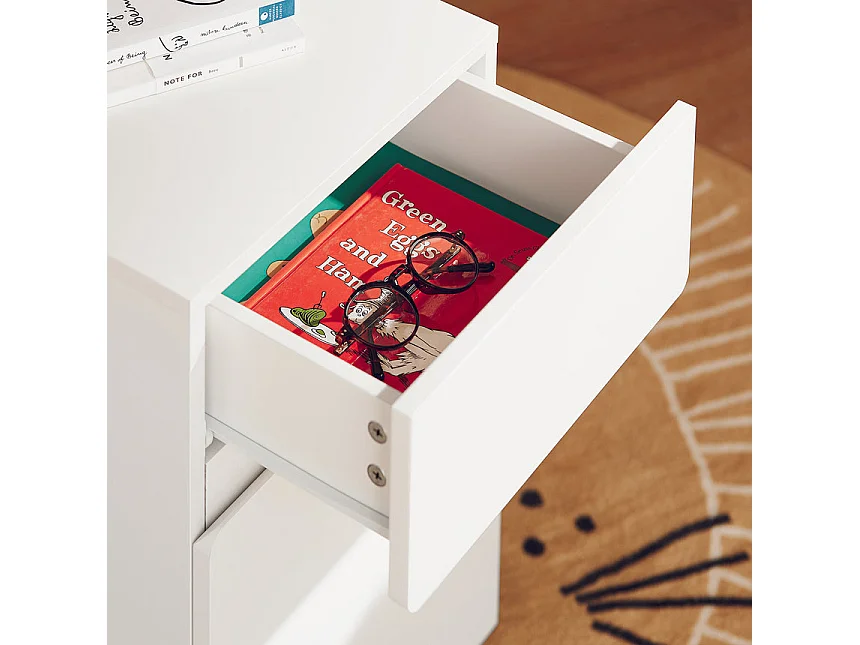 SoBuy ASK05-W - Armoire de bureau multifonctionnelle à roulettes L58.0cm x L35.0cm x H59.3cm