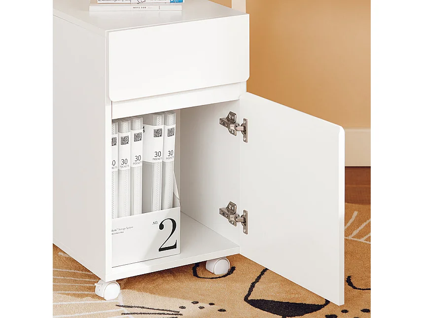 SoBuy ASK05-W - Armoire de bureau multifonctionnelle à roulettes L58.0cm x L35.0cm x H59.3cm