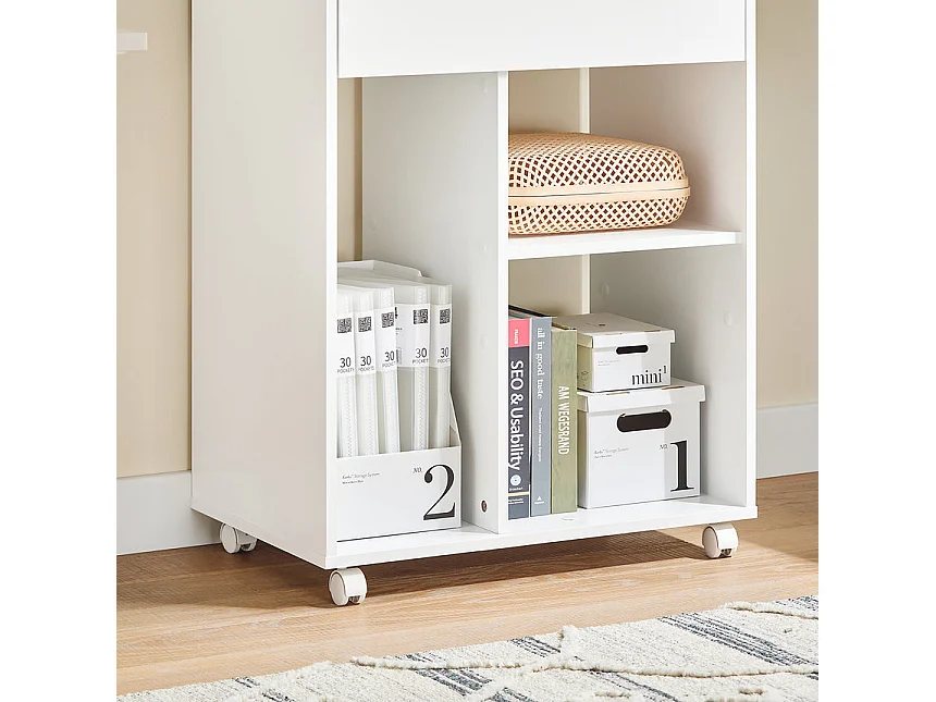 SoBuy ASK10-WN - Chariot de bureau avec tiroir et roulettes L63.0cm x L42.0cm x H88.0cm