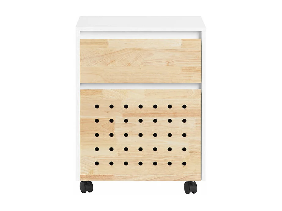 SoBuy ASK06-WN Caisson de Bureau à Roulettes, Organiseur Bureau, Meuble de Rangement Bureau, Caisson de Rangement Bureau avec Tiroirs – 45x45x59 cm, Blanc