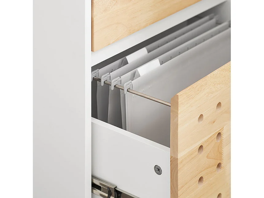 SoBuy ASK06-WN Caisson de Bureau à Roulettes, Organiseur Bureau, Meuble de Rangement Bureau, Caisson de Rangement Bureau avec Tiroirs – 45x45x59 cm, Blanc