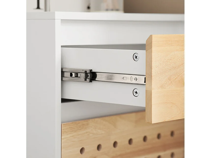 SoBuy ASK06-WN Caisson de Bureau à Roulettes, Organiseur Bureau, Meuble de Rangement Bureau, Caisson de Rangement Bureau avec Tiroirs – 45x45x59 cm, Blanc