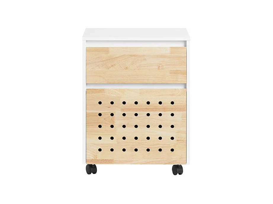 SoBuy ASK06-WN Caisson de Bureau à Roulettes, Organiseur Bureau, Meuble de Rangement Bureau, Caisson de Rangement Bureau avec Tiroirs – 45x45x59 cm, Blanc