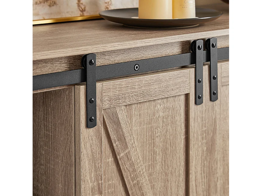 SoBuy FSB60-E Meuble Bas Placard de Rangement Commode avec Porte de Grange Coulissante Armoire à Chaussures Commode à Chaussures