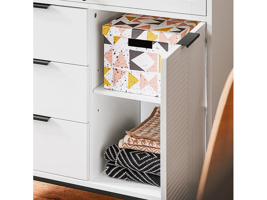 SoBuy Meuble Entrée Commode Armoire Rangement Buffet Multifonctionnel 3 Tiroirs 2 Portes L86xP40xH108 cm FSB94-W