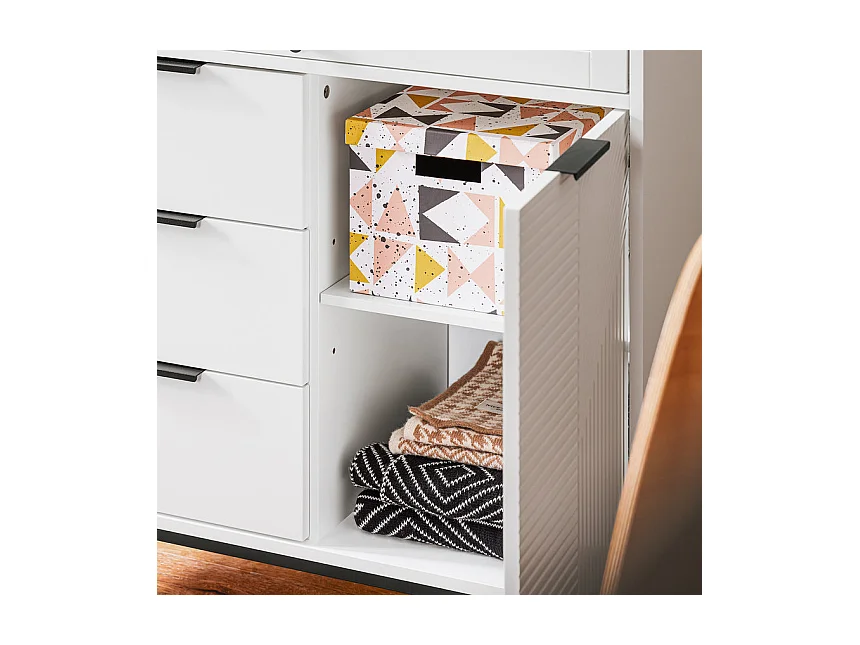 SoBuy Meuble Entrée Commode Armoire Rangement Buffet Multifonctionnel 3 Tiroirs 2 Portes L86xP40xH108 cm FSB94-W