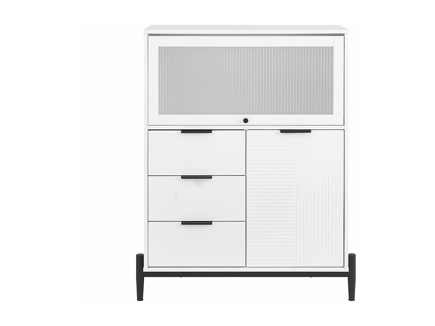 Mobile Cucina 134,5x74x78,5cm Con 2 Cassetti E 2 Ante, Carrello Da Pranzo, Credenza Buffet Madie Con Piano Tavolo Pieghevole Mdfmetallo Nero 86488141