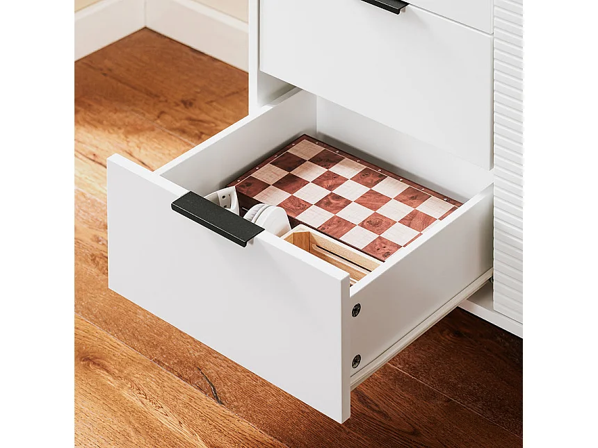 SoBuy Meuble Entrée Commode Armoire Rangement Buffet Multifonctionnel 3 Tiroirs 2 Portes L86xP40xH108 cm FSB94-W